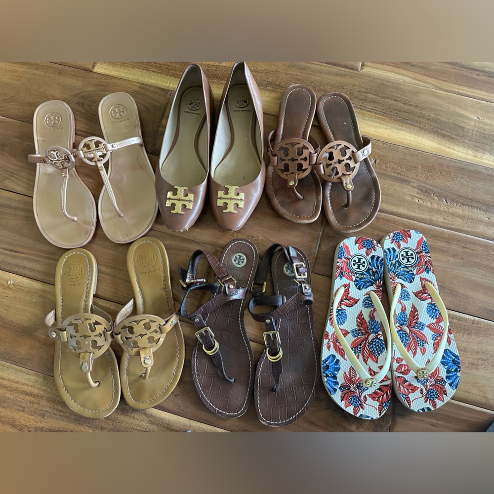 Lot of 6 Tory Burch Women’s Sandals Sizes 7-7 1/2-8
